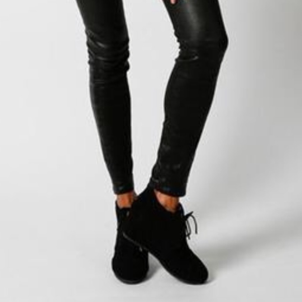 TOMS desert wedge bootie, black suede